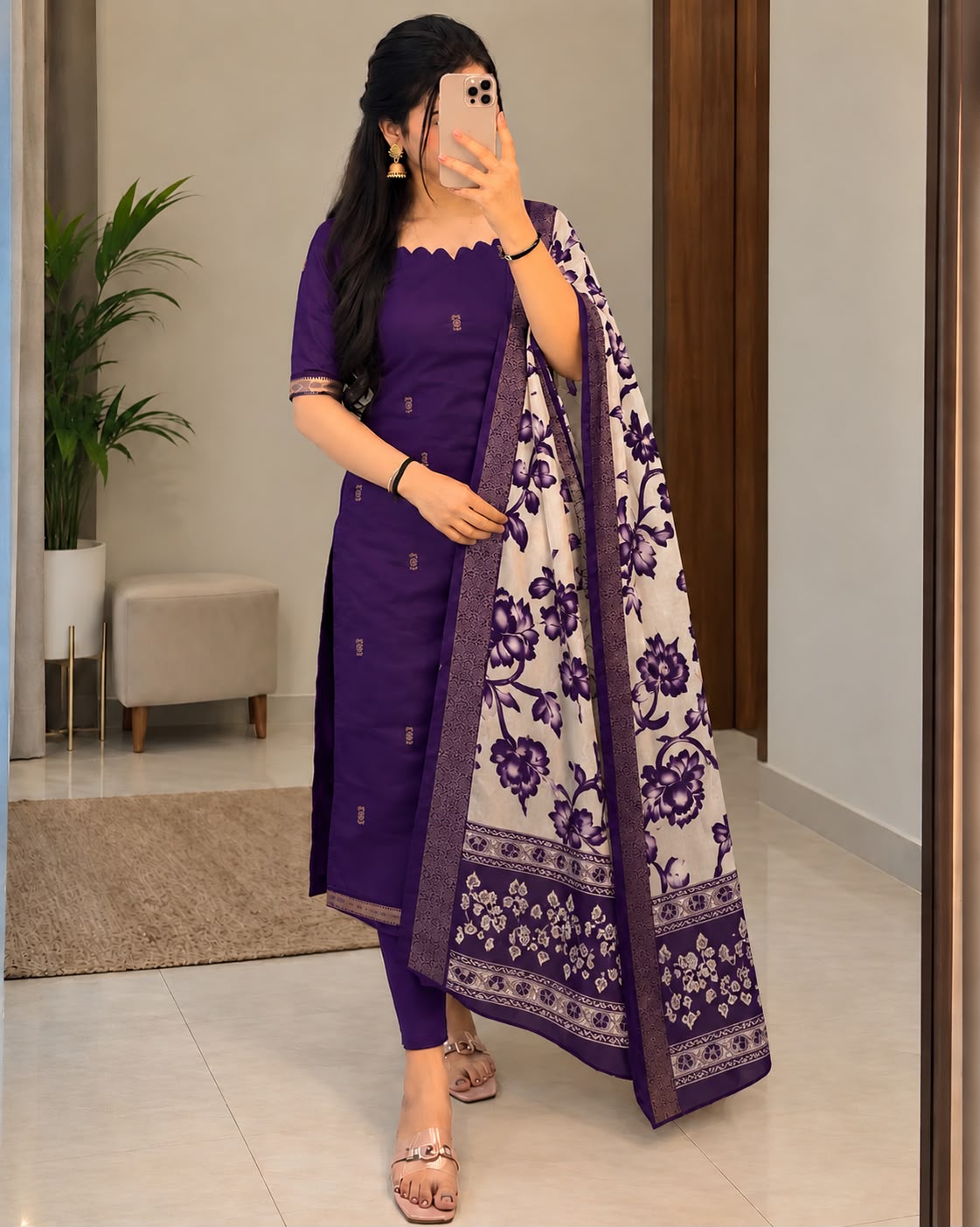 Premium Silk cotton dress with duppata