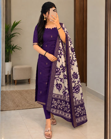 Premium Silk cotton dress with duppata