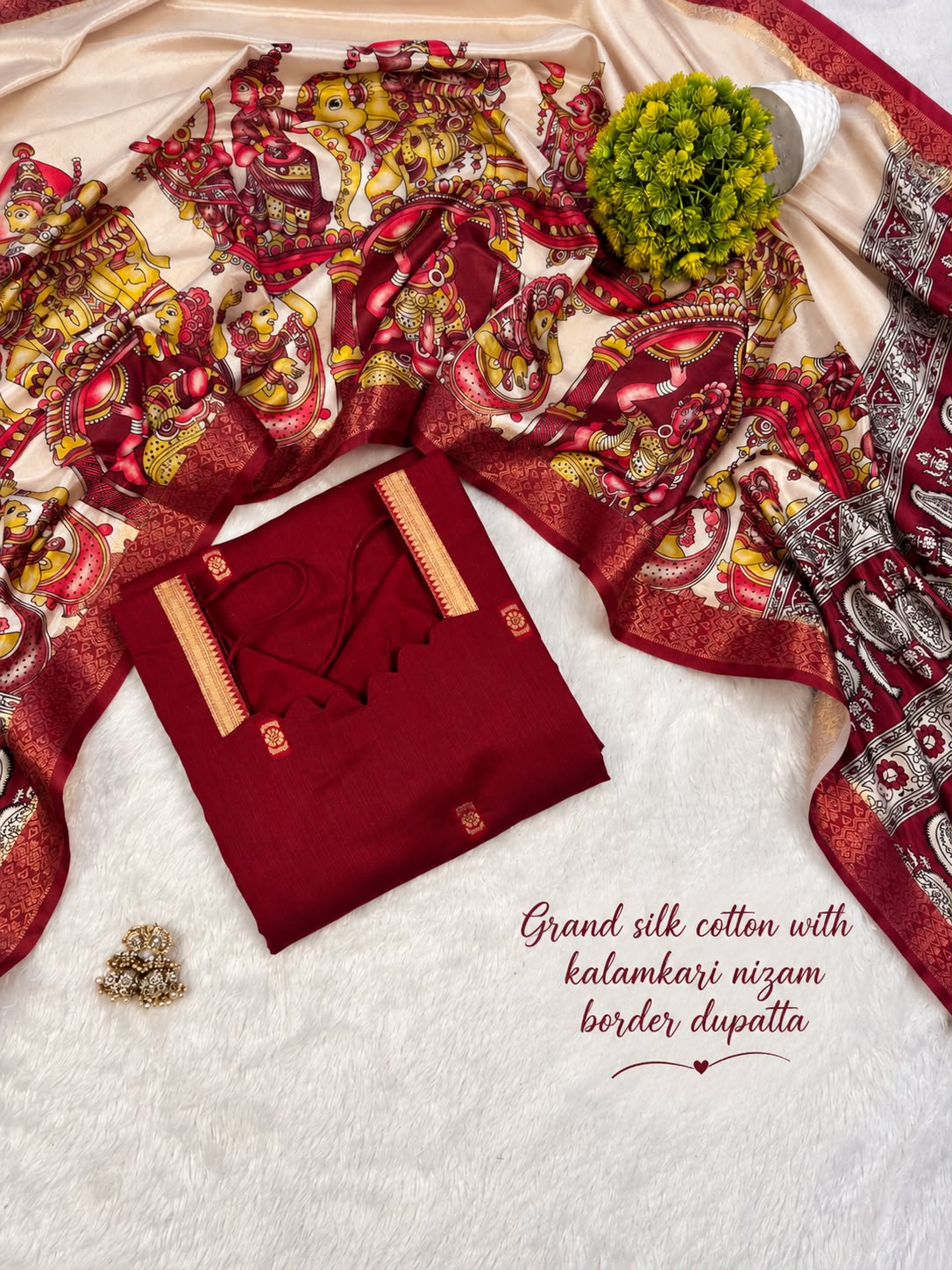 Premium Silk cotton dress with duppata