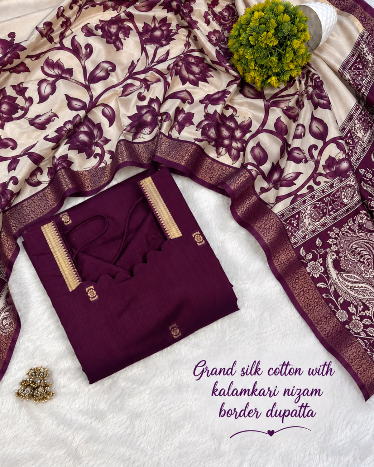 Premium Silk cotton dress with duppata