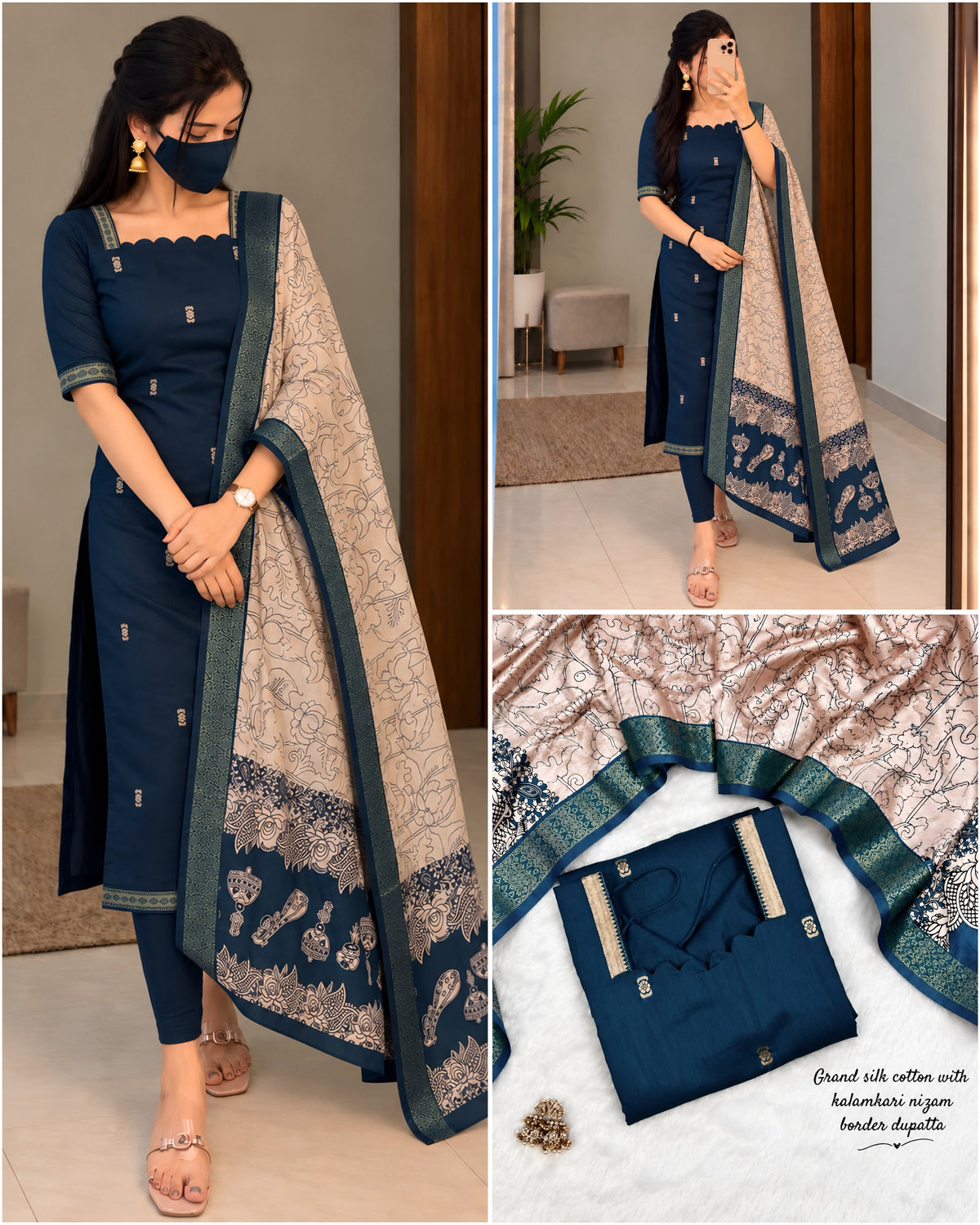 Premium Silk cotton dress with duppata