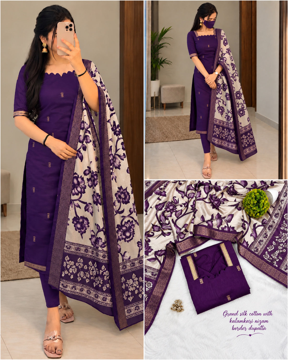 Premium Silk cotton dress with duppata