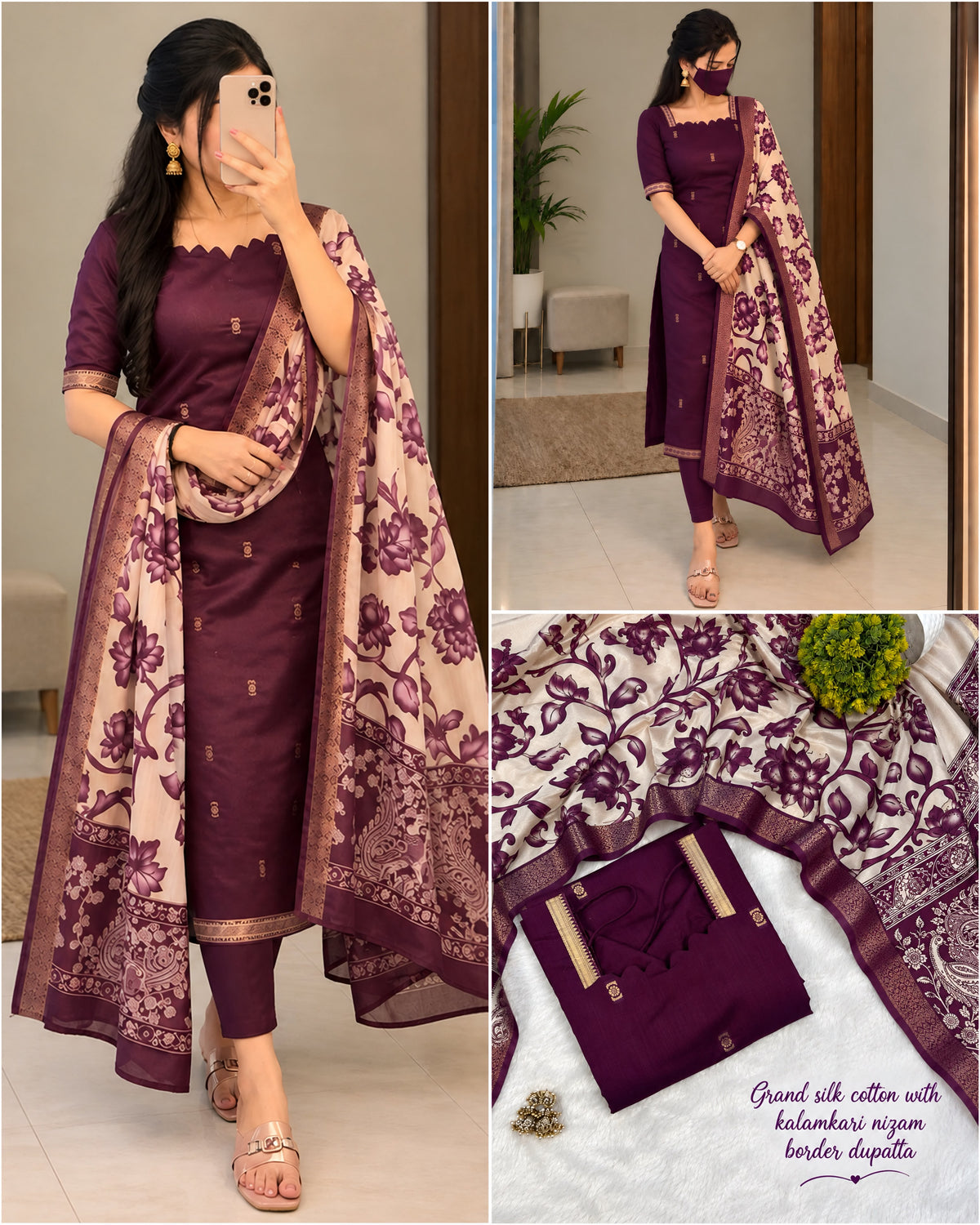 Premium Silk cotton dress with duppata