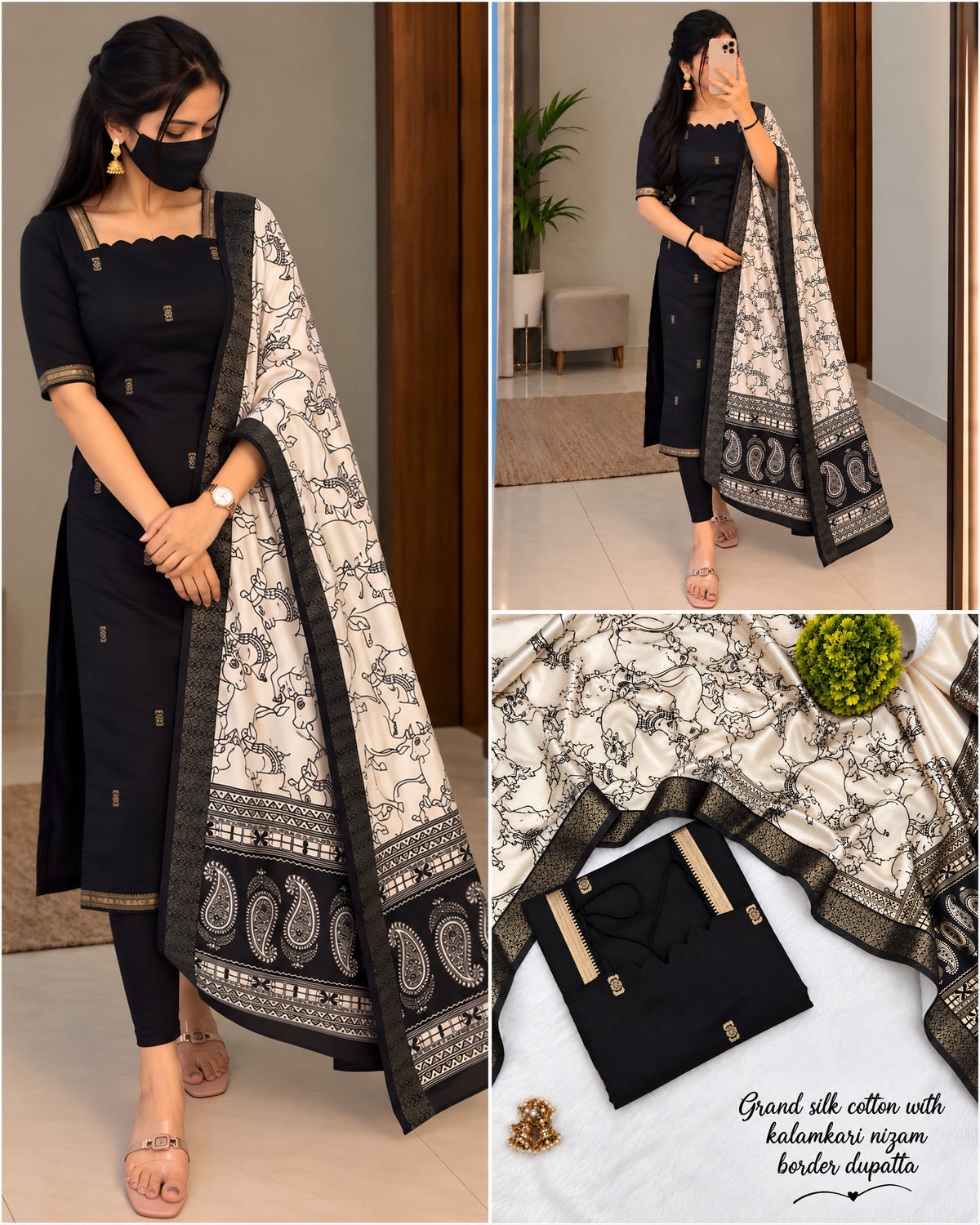 Premium Silk cotton dress with duppata