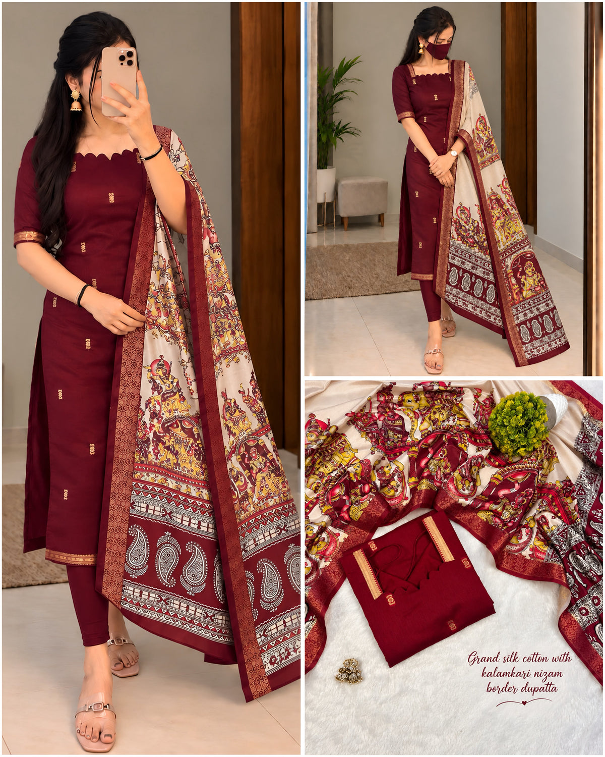 Premium Silk cotton dress with duppata