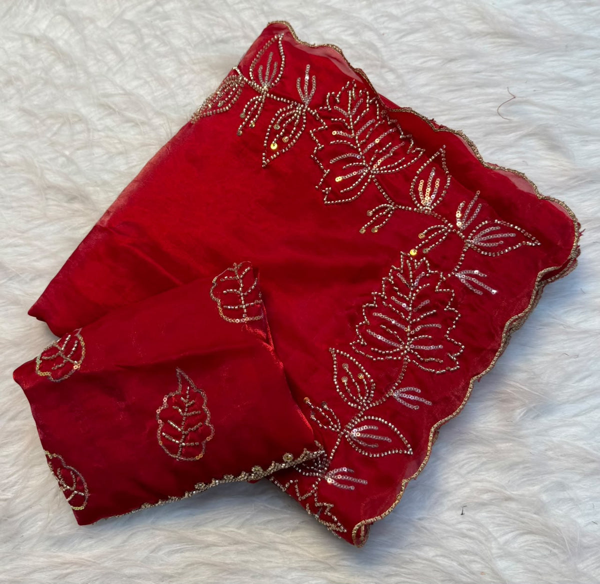 handwork dual tone rangoli crush saree