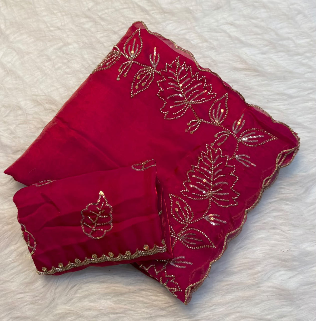 handwork dual tone rangoli crush saree