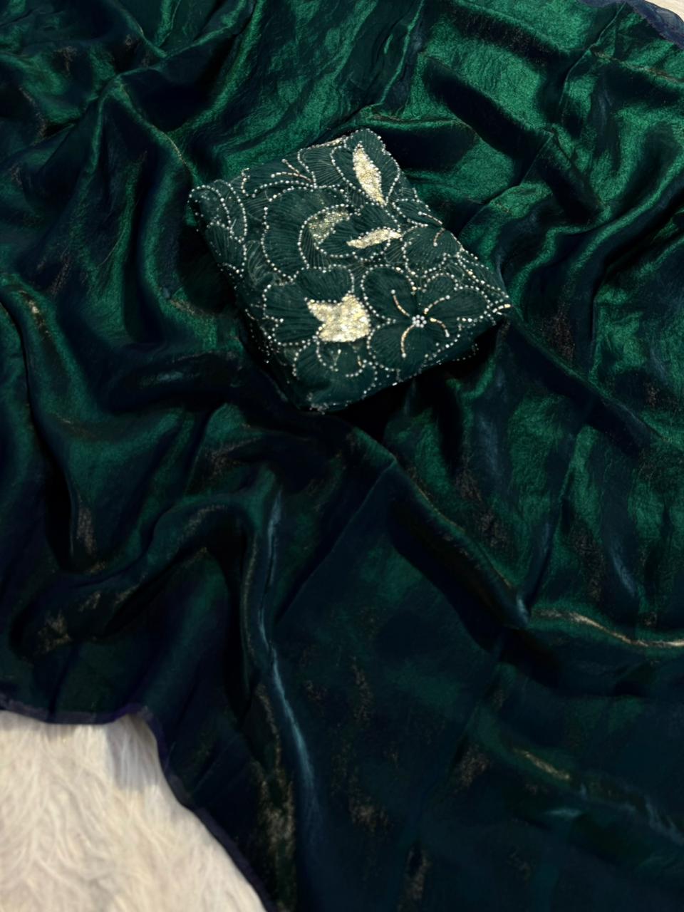 SPACE SILK SAREE WITH DESIGNER BLOUSE