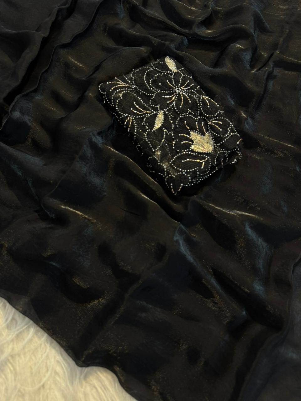SPACE SILK SAREE WITH DESIGNER BLOUSE