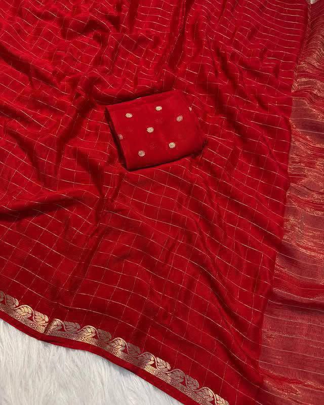 Viscose Georgette Saree With Weaving Blouse