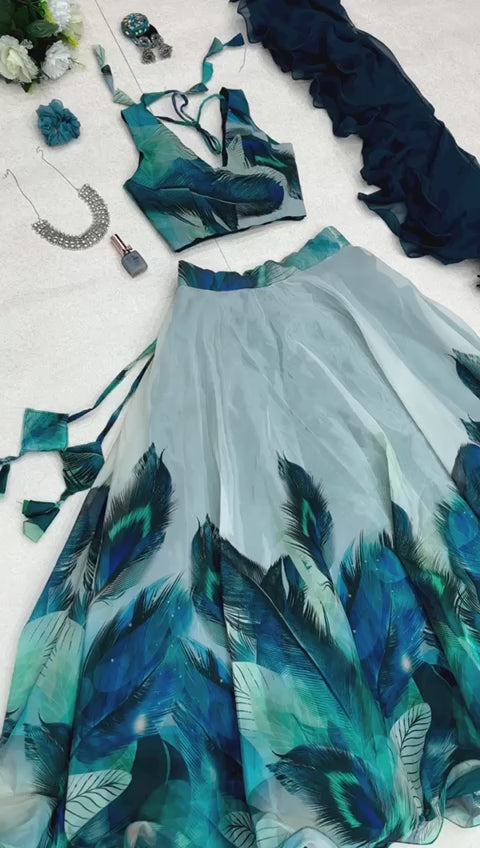 Organza silk lehenga