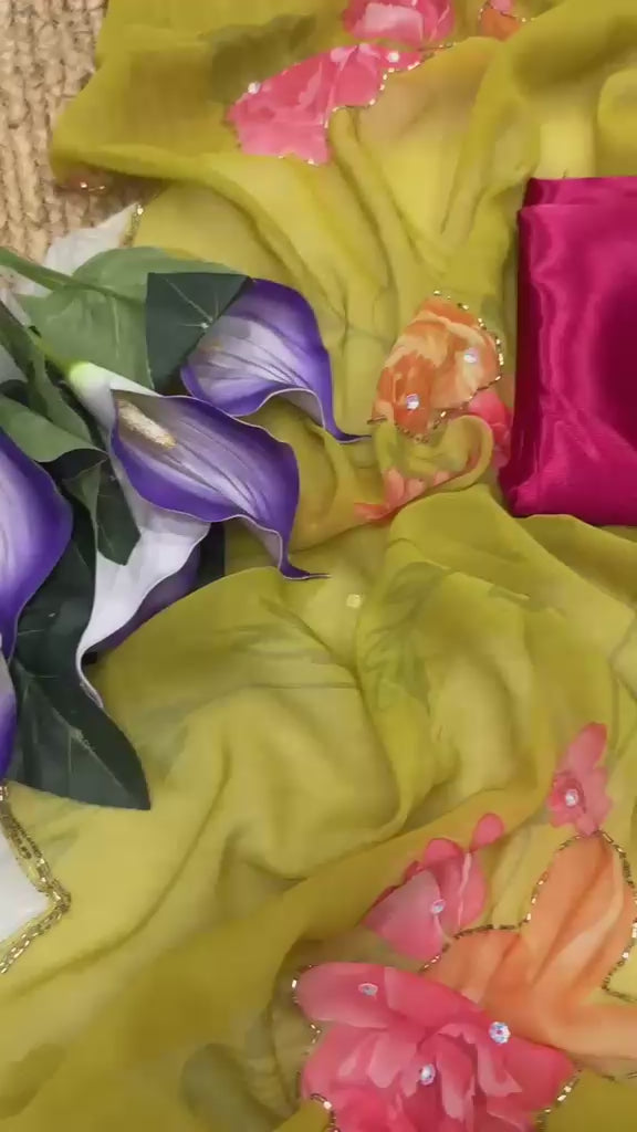 Georgette hand work sarees